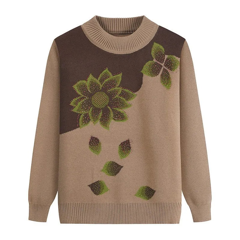 Winterkleidung Oma Pullover Strickpullover Dicker mittlerer Alter Ältere Mutter Bottoming Shirt Samt Langarm Top Damen