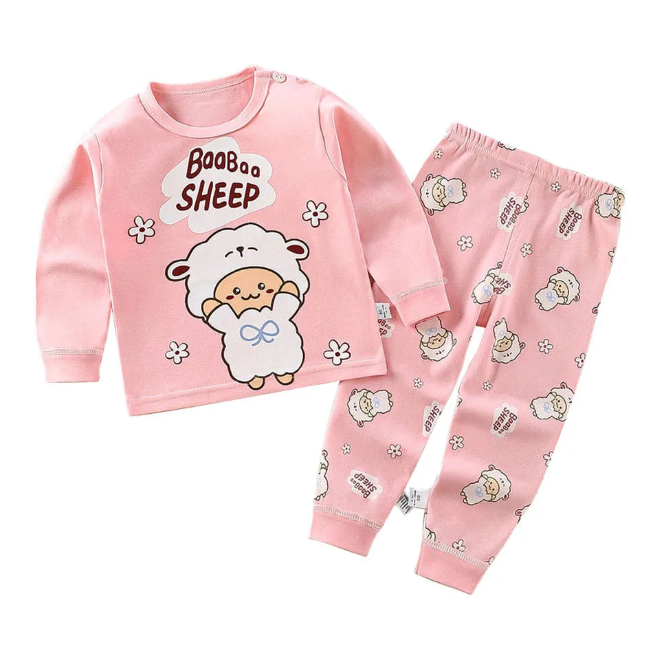 Baumwolle Kinder Pyjamas Set für Jungen Mädchen Herbst und Winter Cartoon Schlafen Loungewear Kinder Nacht Nachtwäsche Hause Tragen Kleidung