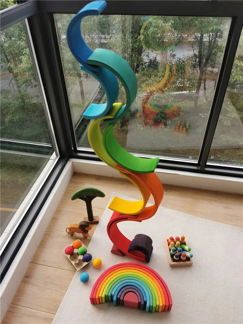 Regenbogen-Holzstapelblöcke