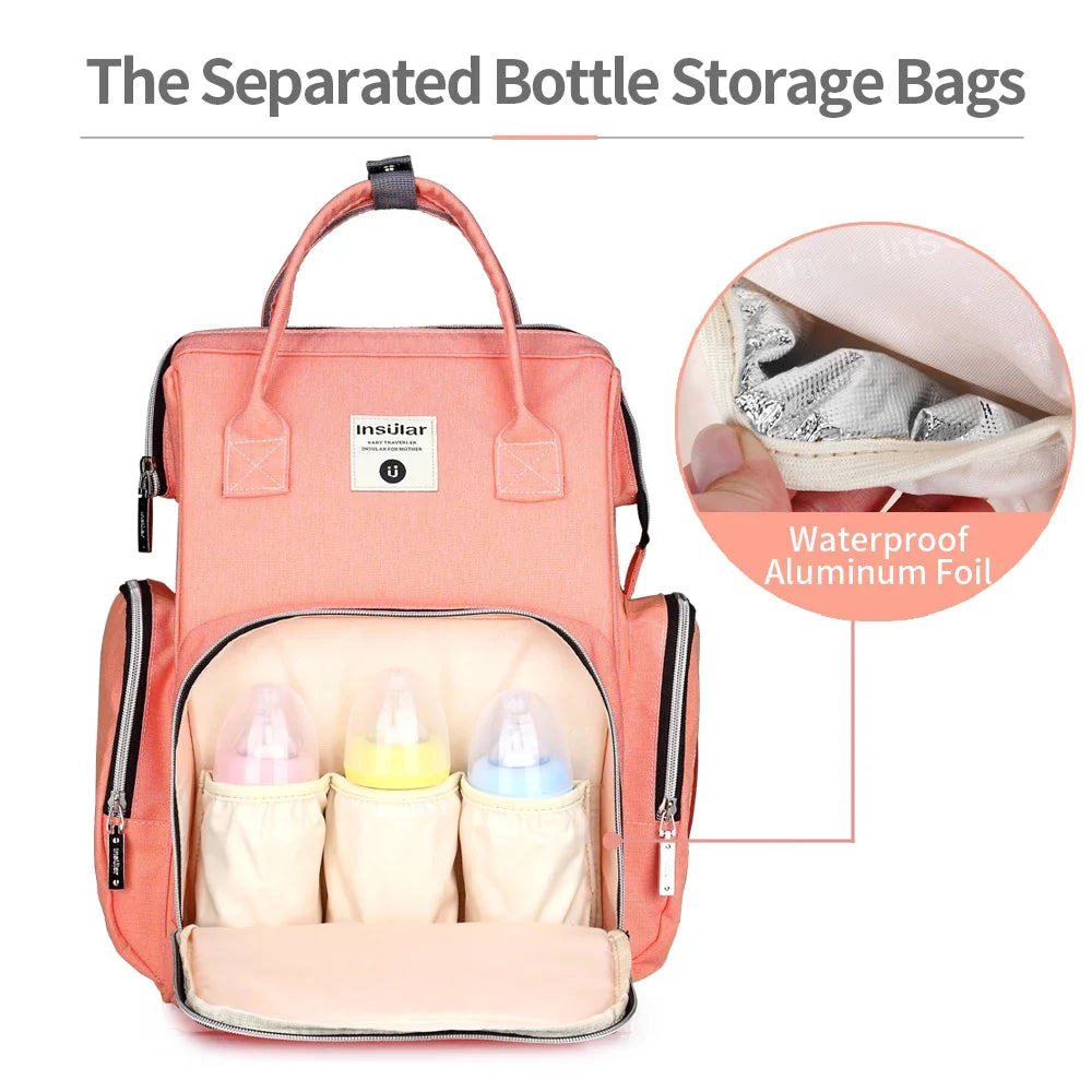 Insular Thermotasche für Kinderwagen und Babyflaschen, Babywindelrucksack, Mutterwindel, Reisetaschen, Babywindeln, Handtasche
