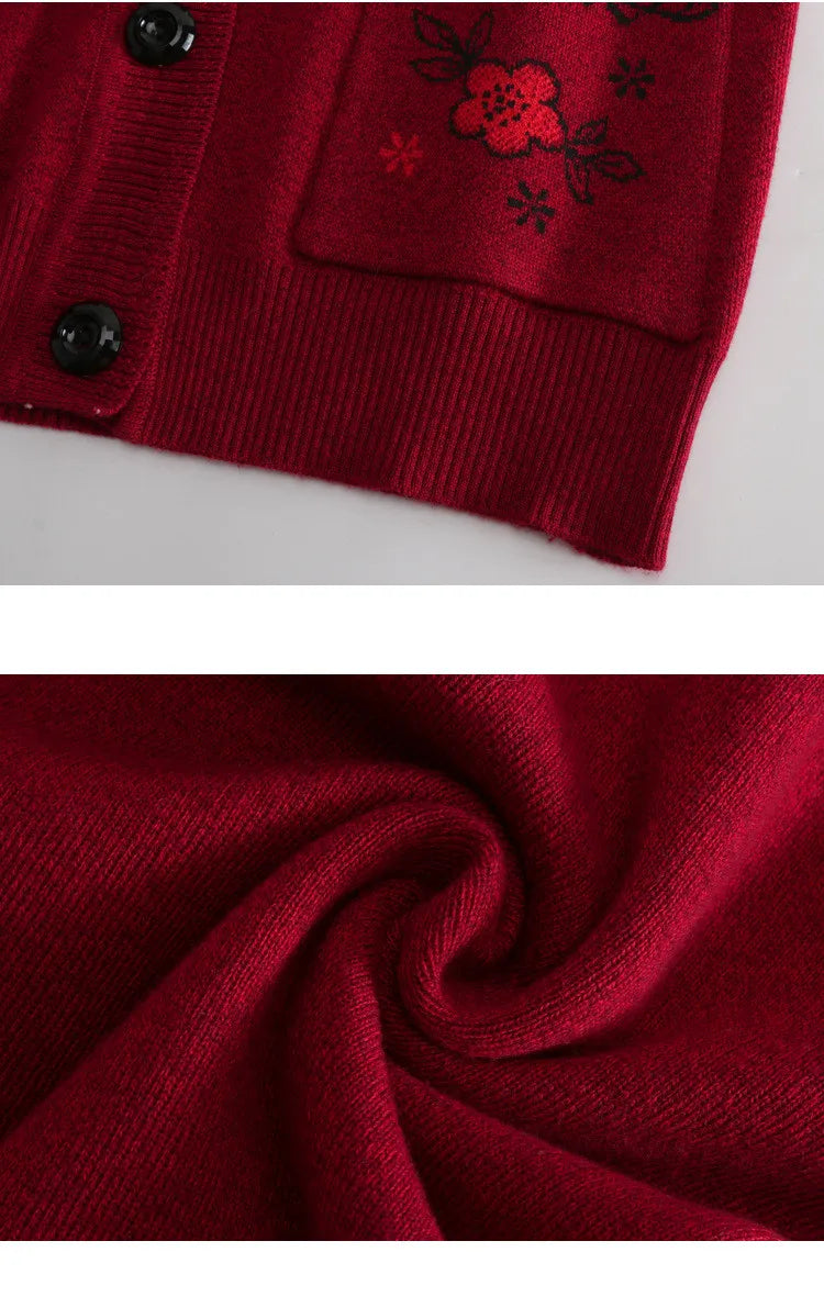 Dicke warme Oma Winter Pullover Strickjacke Frauen Kleidung mittleren Alters ältere Mutter Frühling Herbst Mantel stricken alte Dame Top XL-4XL