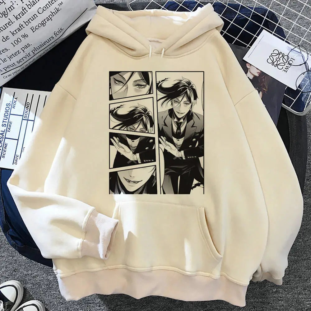 Black Butler Hoodie Kawaii Anime Pullover gemusterte Kleidung für Teenager elegante weibliche Sweatshirts Trainingsanzüge gemusterter Designer