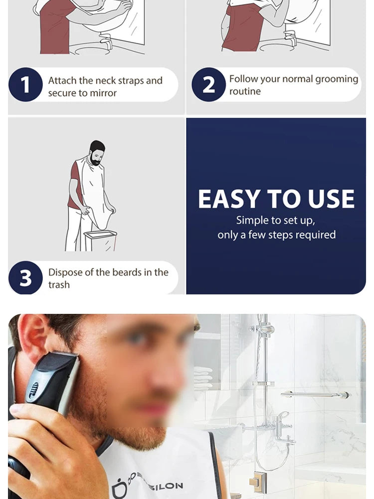Männliche Rasierschürze, Bartfänger, Umhang, Pflege, Lätzchen, Gesicht, rasiertes Haar, Lätzchen für Erwachsene, Rasierer, Reinigung, Friseur, für Männer, saubere Schürze, Geschenk