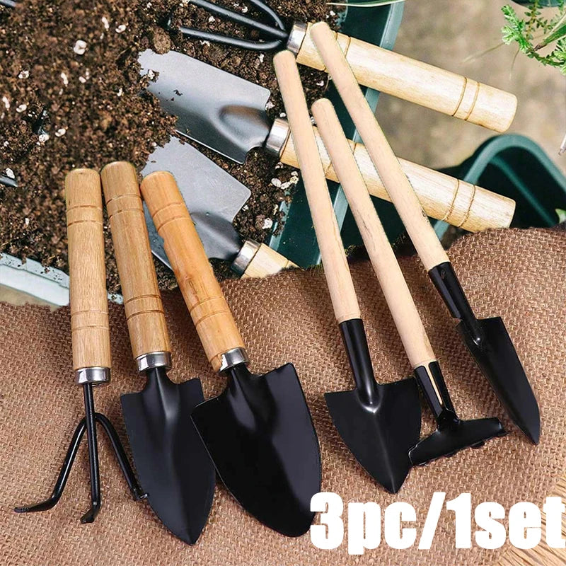 3PC/1Set Mini Garden Tool Set Portable Small Gardening Tools with Handles Shovel Rake Indoor Gardening Planting Flower Tools