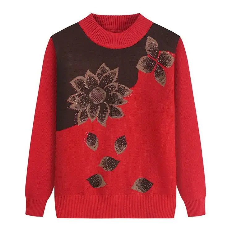 Winterkleidung Oma Pullover Strickpullover Dicker mittlerer Alter Ältere Mutter Bottoming Shirt Samt Langarm Top Damen