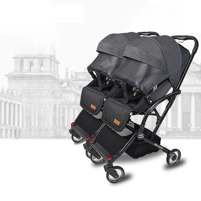Kinderwagen für Neugeborene, leicht, faltbar, abnehmbar, sitzend und liegend, High-View-Baby-Doppelkinderwagen