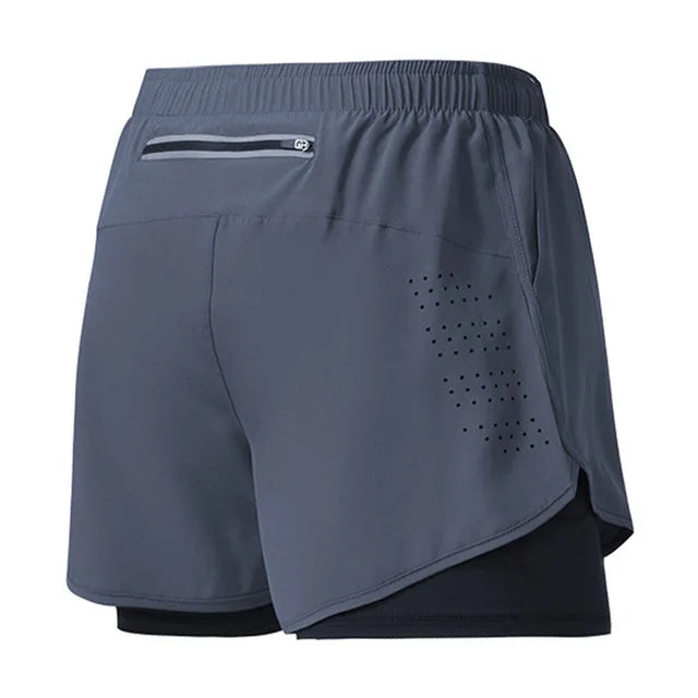 Männer Laufshorts Schnell trocknend Fitness Schwarz Doppel Schicht Shorts Männer Neue Sport Workout Training Bodybuilding Kurze Hosen