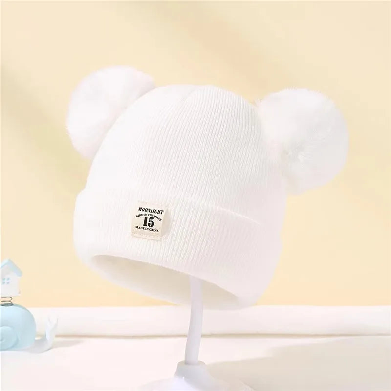 Herbst Winter Baby Warme Gestrickte Hüte Mit Pom Kinder Stricken Beanie Hut Einfarbig Kinder Hut Für Jungen Mädchen Zubehör