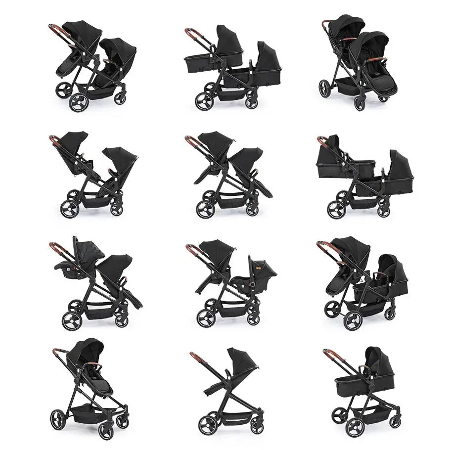 NEUER 3-in-1-Doppelkinderwagen mit Autositz, Hochansicht-Kinderwagen für zwei Kinder, faltbar, leicht zu tragen