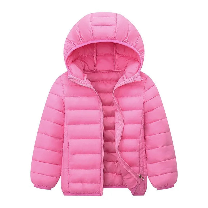 Kinder Junge Leichte Daunenjacke Herbst Winter Mäntel Kinder Mädchen Warme Kapuzenoberbekleidung Teen Lässige Baumwollkleidung 6-14 Jahre