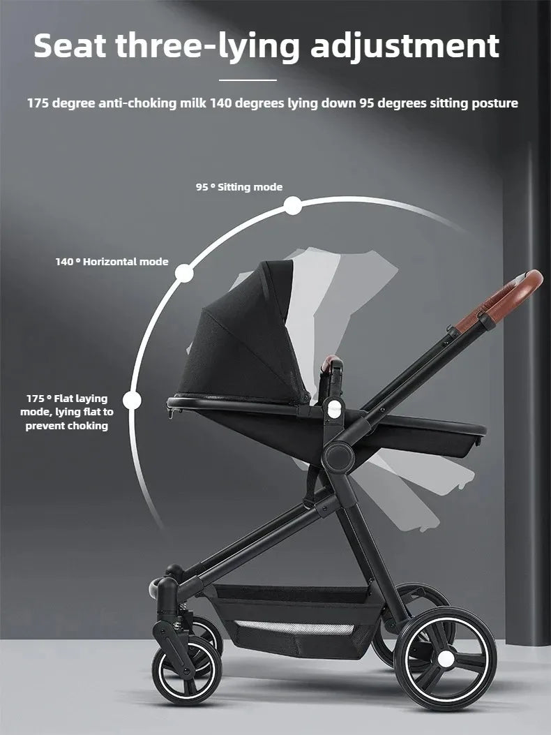 3-in-1-Kinderwagen für Zwillinge mit Autositz. Leichter, kleiner, gefalteter Handgepäck-Kinderwagen, multifunktionale Kinderwagen