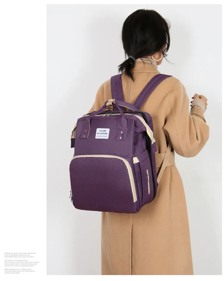 Mama Wickeltaschen Babybett Mutter Große Kapazität Windel Milchflasche Rucksäcke mit Wickelunterlage Praktische Baby-Stilltaschen Geschenk