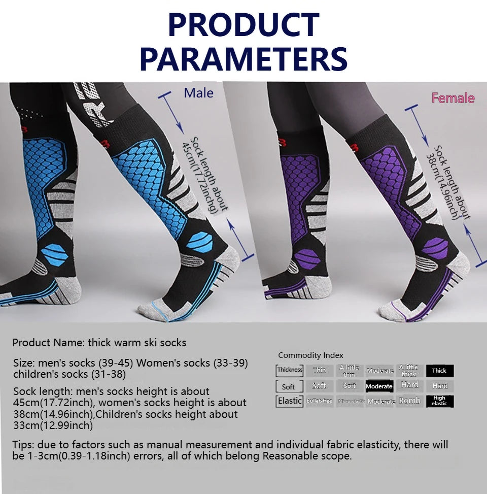 GTUBIKE 1 Paar warme Winter-Skistrümpfe, verdickende Wandersocken für Damen und Herren, Anti-Kälte-Skifahren, Outdoor-Sportstrümpfe, Schnee