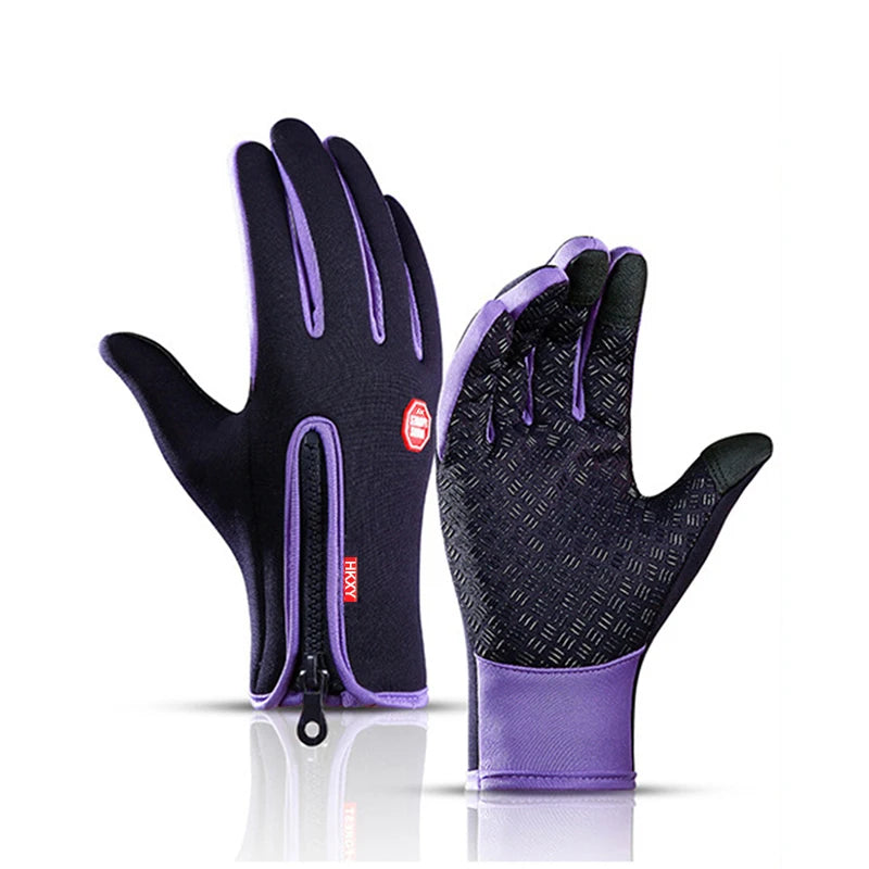 Mann warme Winterhandschuhe Touchscreen wasserabweisende winddichte Handschuhe Ski Outdoor Sport Radfahren Fahren Reißverschluss schwarze Handschuhe Frauen