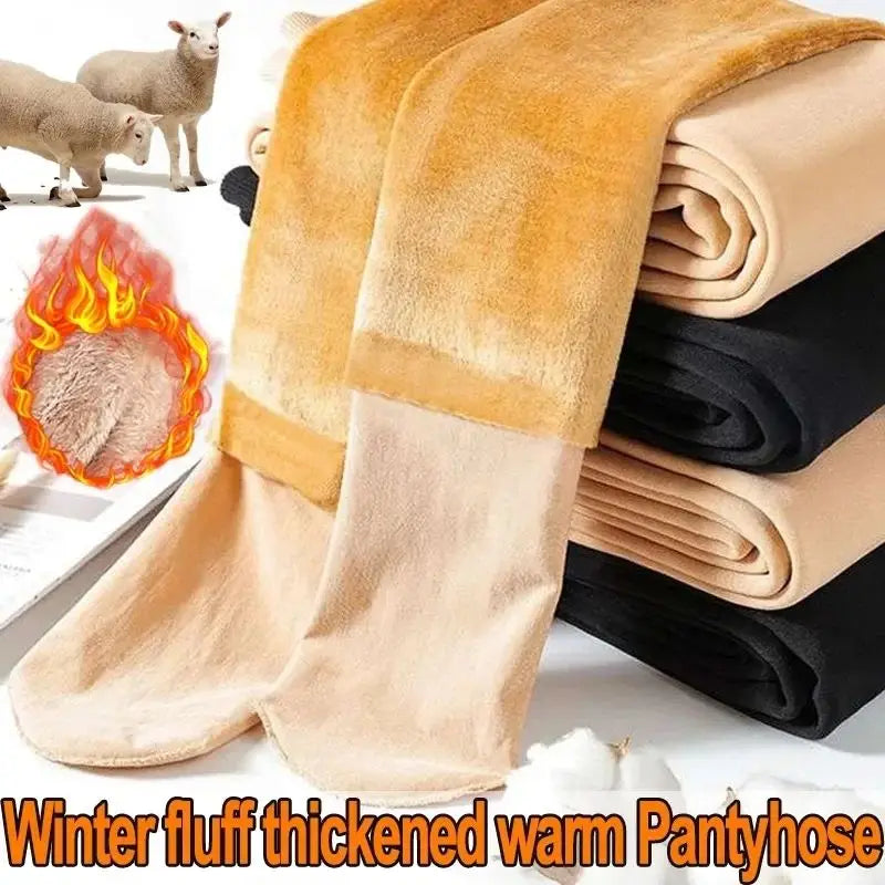 Thermo-Winterstrumpfhose für Damen, mit Fleece gefüttert, durchsichtige Samtstrumpfhose, dicke warme Leggings mit Plüsch-Innenschicht