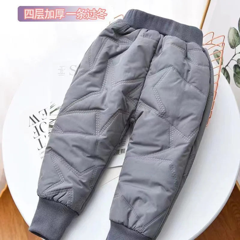 Kinder gepolsterte warme Baumwollhose Winter Kinder dick plus Samthose Herbst Teenager winddicht kältebeständig feste Hose 1–6 Jahre