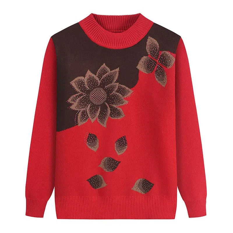 Winterkleidung Oma Pullover Strickpullover Dicker mittlerer Alter Ältere Mutter Bottoming Shirt Samt Langarm Top Damen