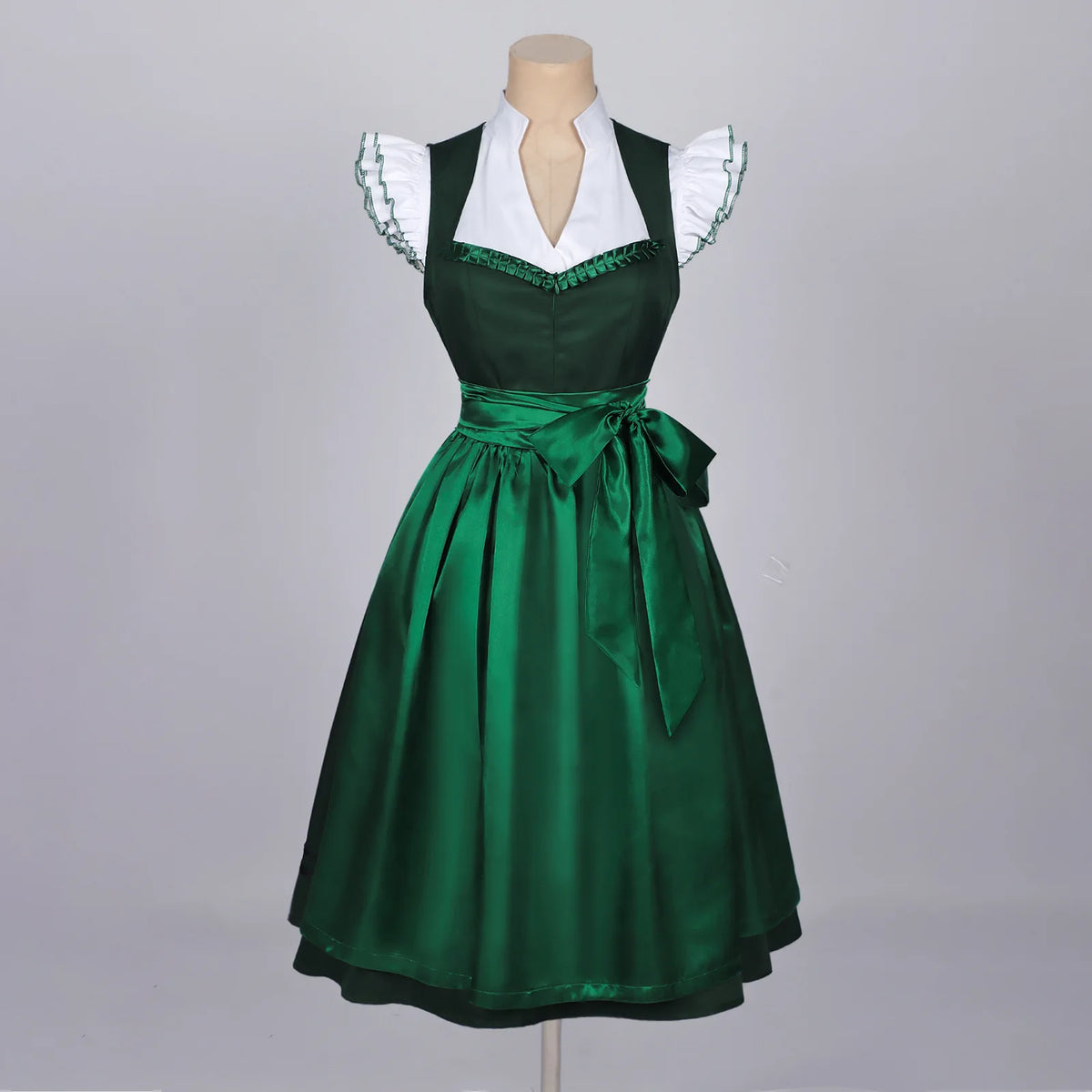 Damen-Dirndlkleid im mittelalterlichen Stil, deutsches Oktoberfest- und bayerisches Kleid mit Oberteil und Schürze, Kostüm für Halloween, Übergrößenkleid