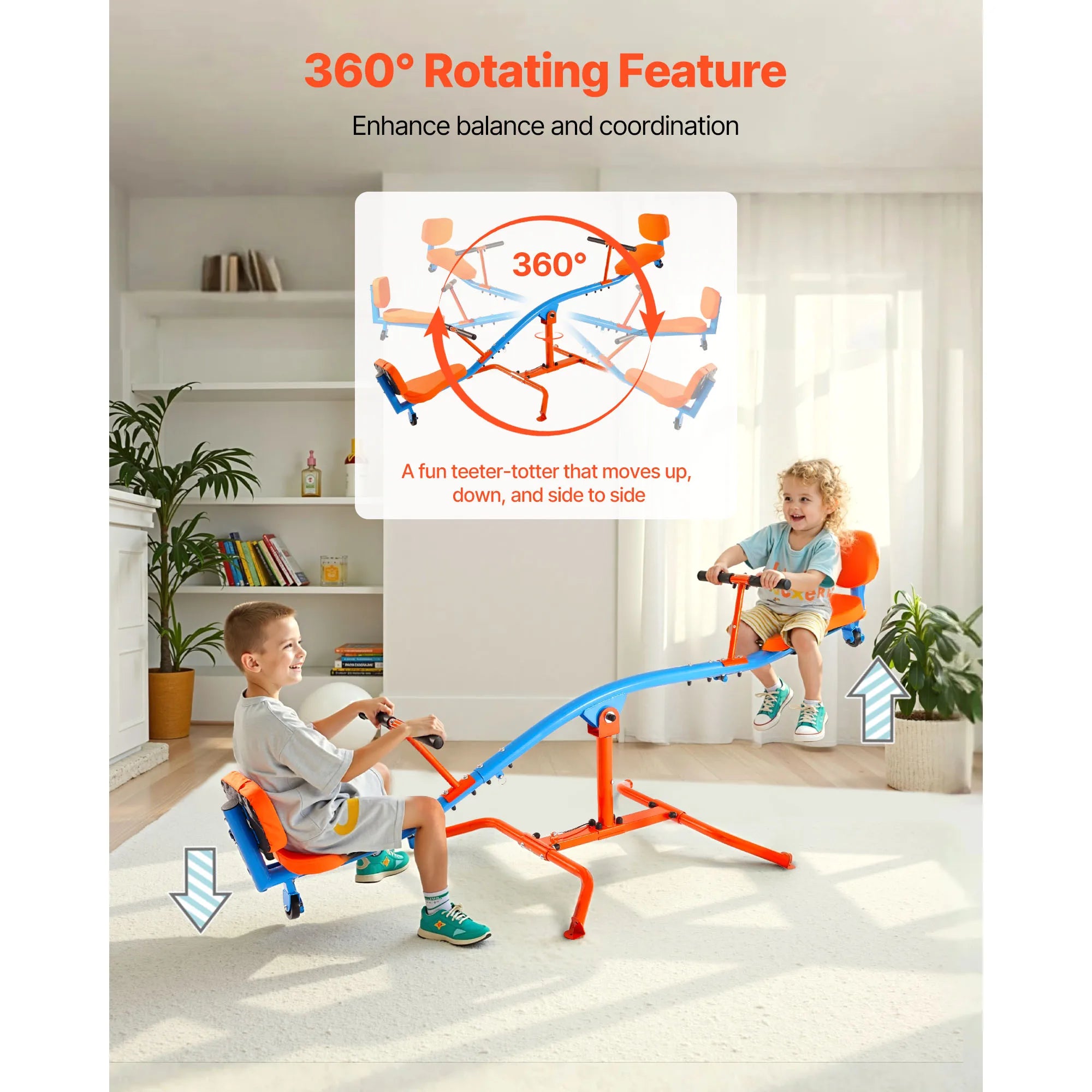 SucceBuy 300Lbs Kinder-Wippe Sit & Spin Teeter Totter Außenspielzeug mit Griffen für Kinder, Spielgeräte im Freien