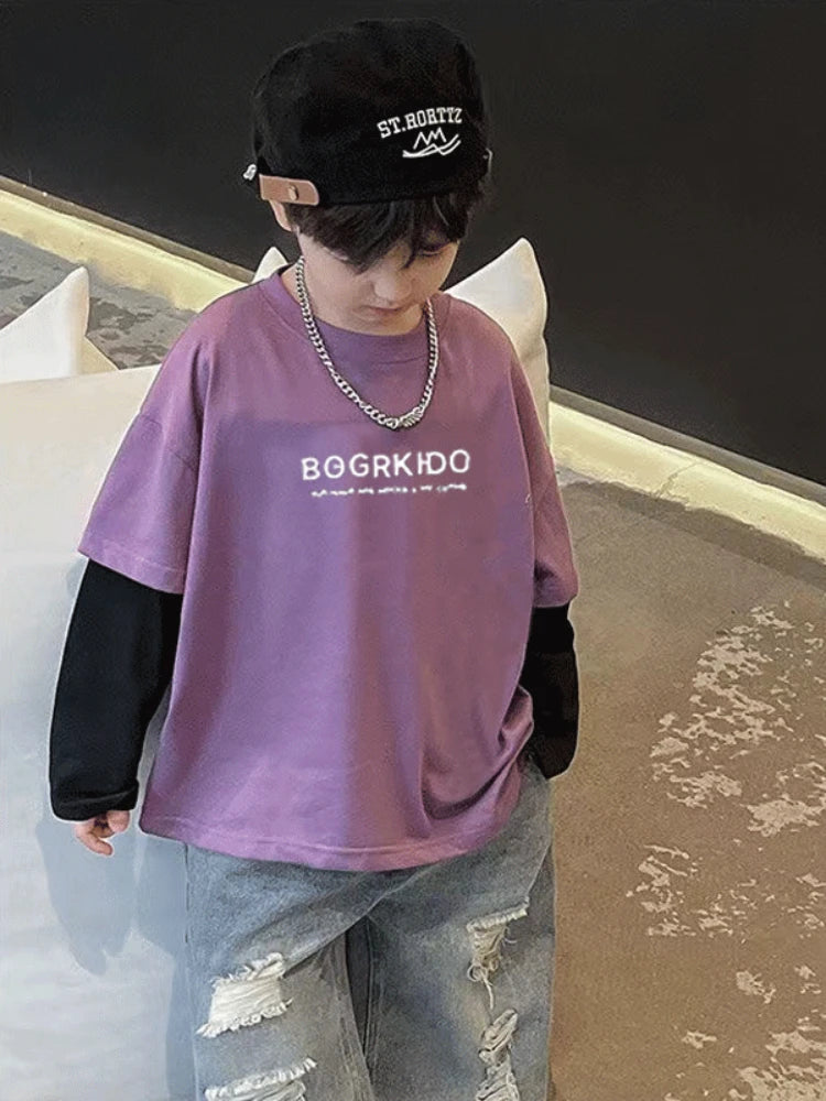 zweiteilige Frühlings- und Herbst-Kinderkleidung von 8 bis 12 Jahren, Jungen-Kind-T-Shirt, Kinderkleidung, Jungen, 7-jährige Kleidung, 10