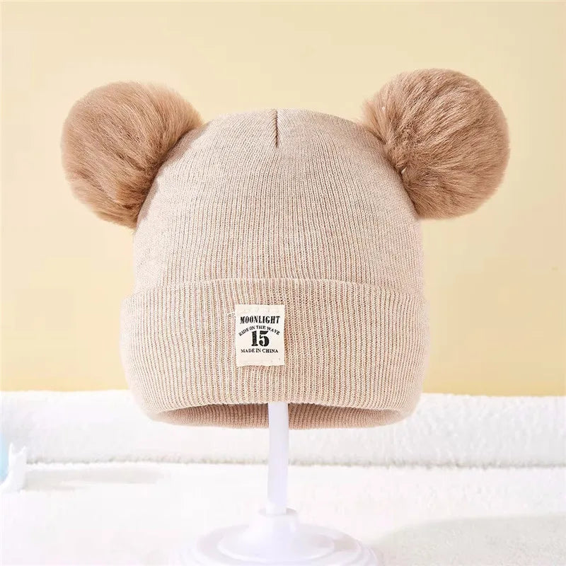 Herbst Winter Baby Warme Gestrickte Hüte Mit Pom Kinder Stricken Beanie Hut Einfarbig Kinder Hut Für Jungen Mädchen Zubehör