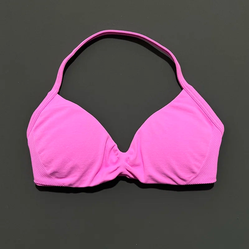 Sport-BH mit Trägern, Yoga-Unterwäsche, Damen-Gymnastik-Top, Lauftraining, rückenfreier BH, hohe Unterstützung, aktive Kleidung, Fitness, Workout, Neckholder