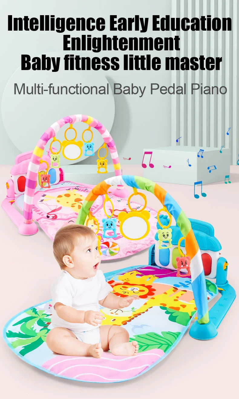 Baby Fitness Stand Music Play Gym Activity Toy Newborn Piano Crawling Blanket Pedal Play Pad Early Education 0-36 Months Gifts