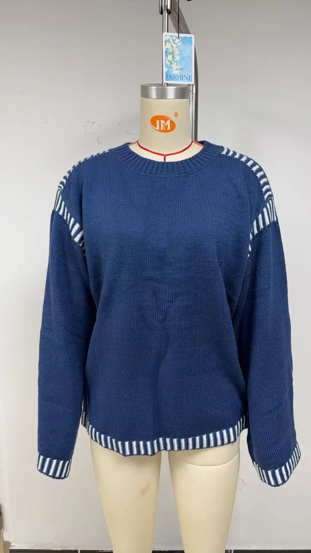 Strickwaren Damen Kleidung Sueter Roupas Femininas Damen Winter Strickpullover Rundhalsausschnitt Lose Lange Ärmel Herbst Mode 2025