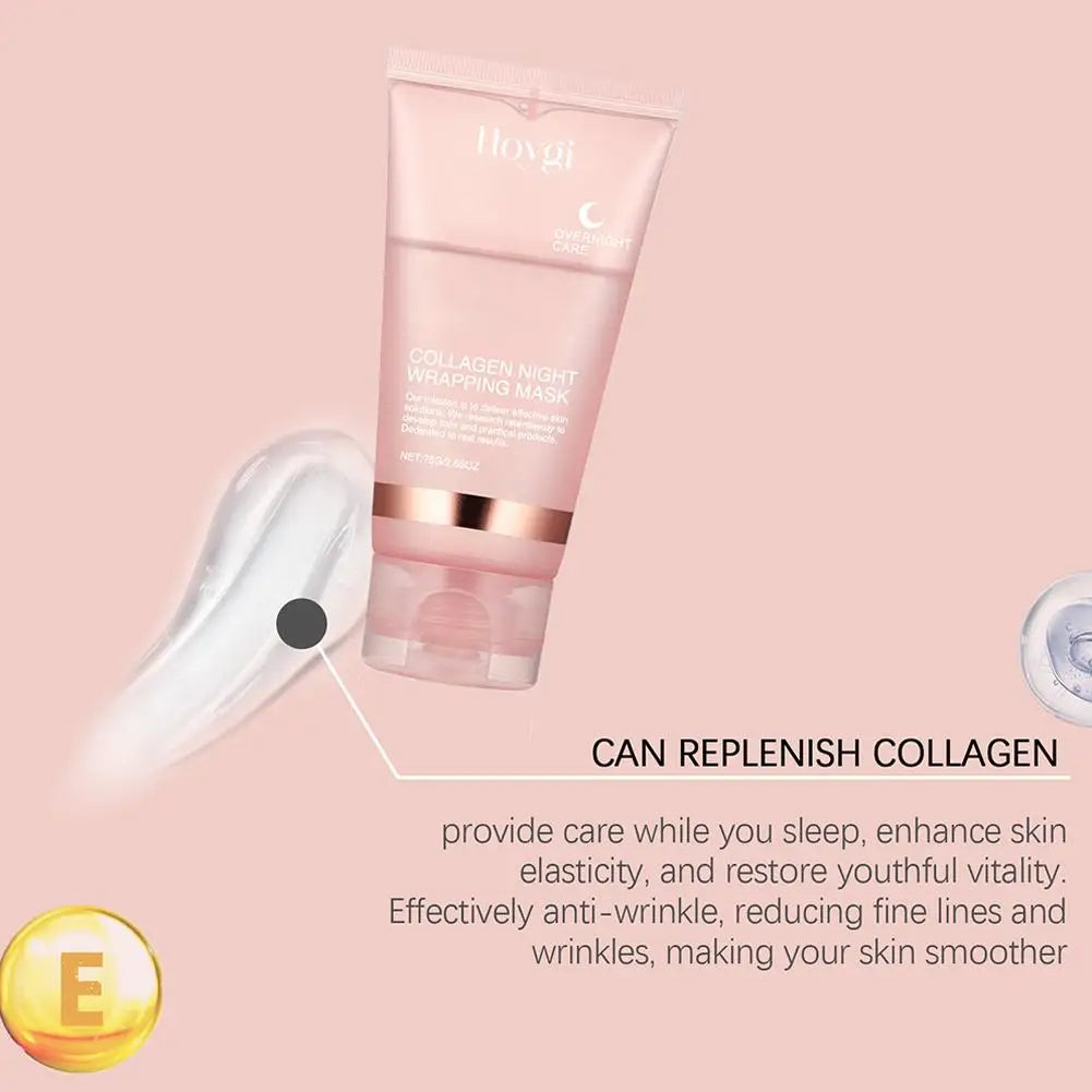 Collagen Overnight Wrapping Peel Off Gesichtsmaske, koreanische Collagen Night Wrapping Mask spendet tief Feuchtigkeit, Nachtpflegemaske, Creme, 75 ml