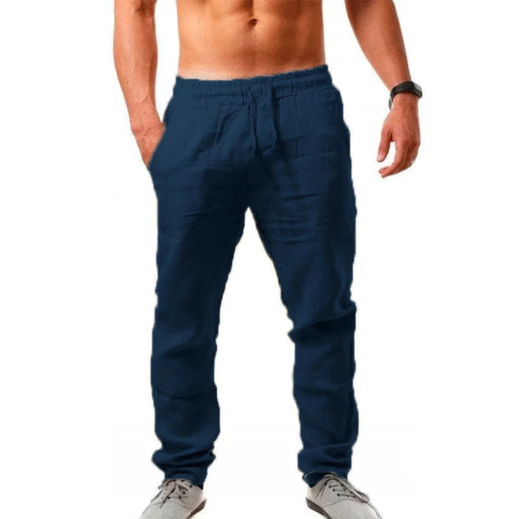 2024 frühling Leinen Breite Männer Hosen Koreanische Hosen Oversize Baumwolle Streetwear Männlichen Neue Yoga Hosen Casual Männer Kleidung Jogginghose