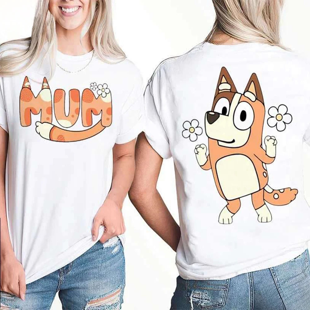 Bluey Day Kurzarm-T-Shirt, lockeres Sportshirt, Bluey Rundhals-Oberteil, bequemes Streetwear-Oberteil für Herren, passendes Familien-T-Shirt, Kleidung ﻿