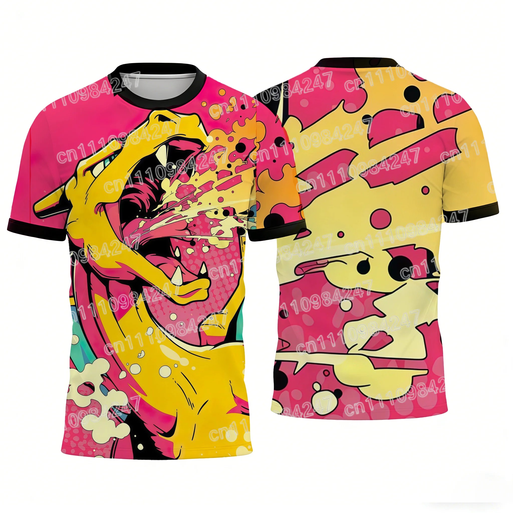 2026 Neue Pokemon Pikachu T-Shirts Lässige Kurzarm-Shirts für Mama Papa Kinder Unisex Eltern-Kind-Paar-Oberteile Sommer Streetwear