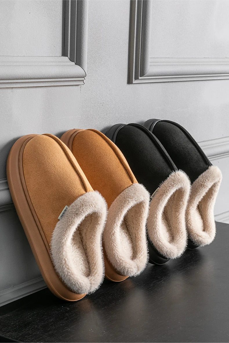 Herbst und Winter Herren Baumwolle Hausschuhe Plüsch warm dick Home Wear rutschfeste verschleißfeste weiche Unterseite bequeme warme Schuhe