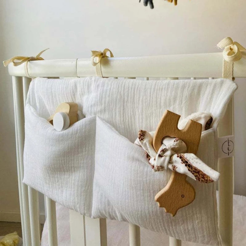 Babybett-Organizer, Kinderbett, Caddy, Bett, Aufbewahrungstasche, 2 Taschen, Nachttisch, hängende Windel, Kinderzimmer, Spielzeug, Tasche, Windeln, Kinderwagen, Organisieren