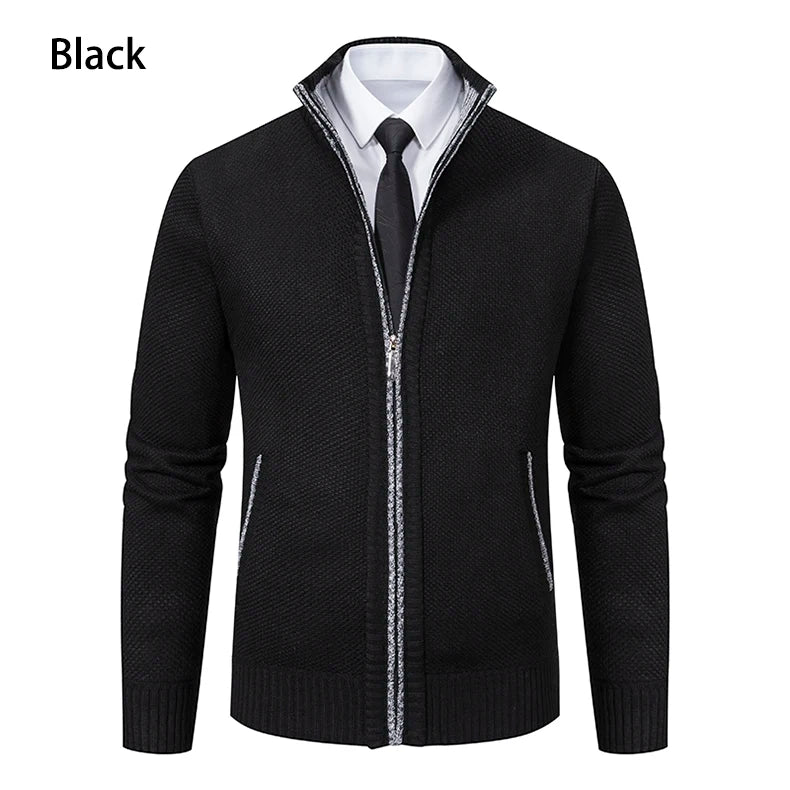 Herbst Und Winter New Jersey männer Casual Sport Mantel Einfarbig Stehkragen Wullover Greifen Fleece Warm Zipper Strickjacke