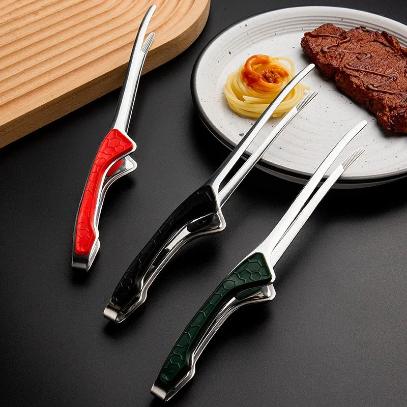 1 Piece Stainless Steel Kitchen Tongs, Serving Tongs for Cooking, Metal Food Tongs with Non-Slip Comfortable Grip, Non-Stick Cooking Tongs
