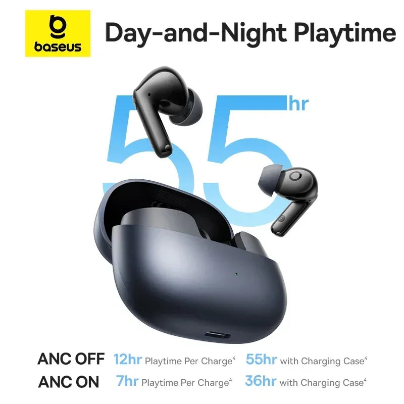 Baseus EP10 Pro ANC Ohrhörer, kabellose Bluetooth 6.0-Kopfhörer, 50 dB, Echtzeit-Adaptive-Kopfhörer, 6 Mikrofon, hochauflösende LDAC IP55-Ohrhörer