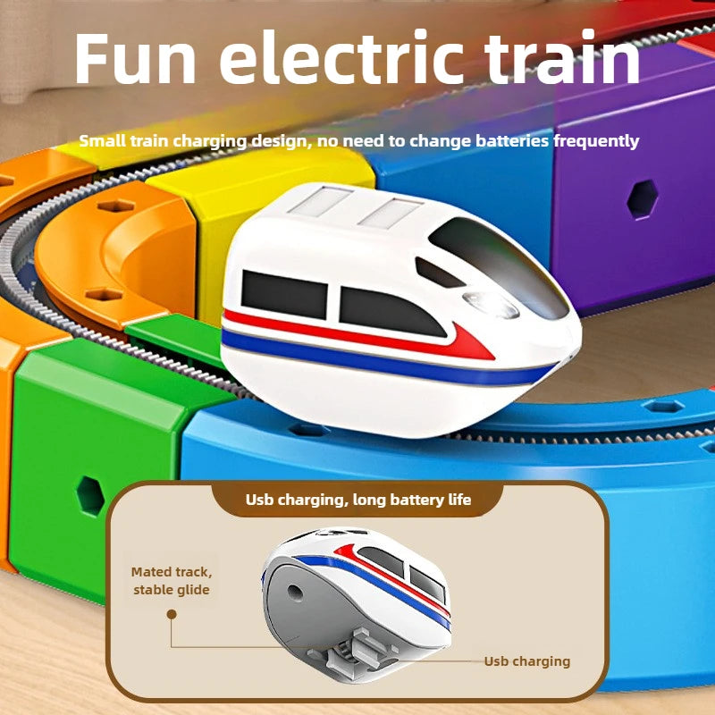 Kinder Magic Track Zug Elektrische Zusammengebaute Bausteine Magnetische Schiene Auto Labyrinth Pädagogisches Spielzeug für Kinder Weihnachten Geschenke