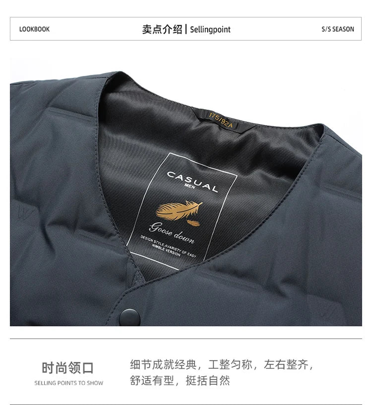 QYLVAWOY Herren Mittleren Alters Ältere Papas Herbst Winter Daunenweste Opa Gilet Dünner Stil Ärmellose Jacke LJ2105