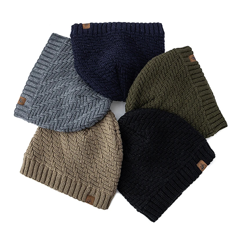 Unisex Peak Labal Wintermützen, modische Strickmützen für Männer und Frauen, Beanie-Mütze, Outdoor-Plüschfell, gefüttert, warme Sportmützen