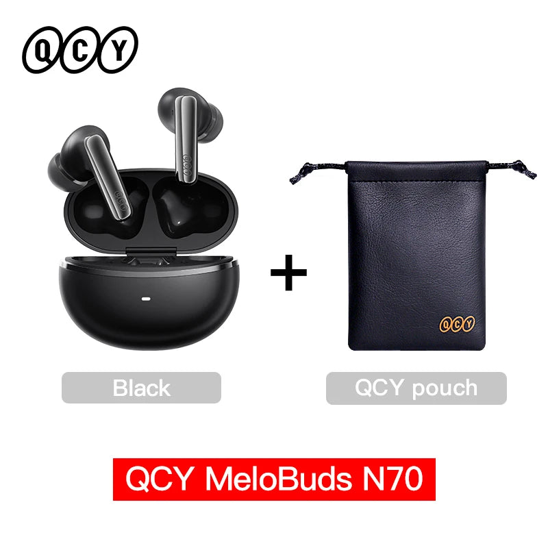 QCY MeloBuds N70 Adaptive ANC Wireless Earbuds Bluetooth 6.0 LDAC Hi-Res Audio 6 Mikrofone Wireless Charging Kopfhörer 50 Stunden IPX5