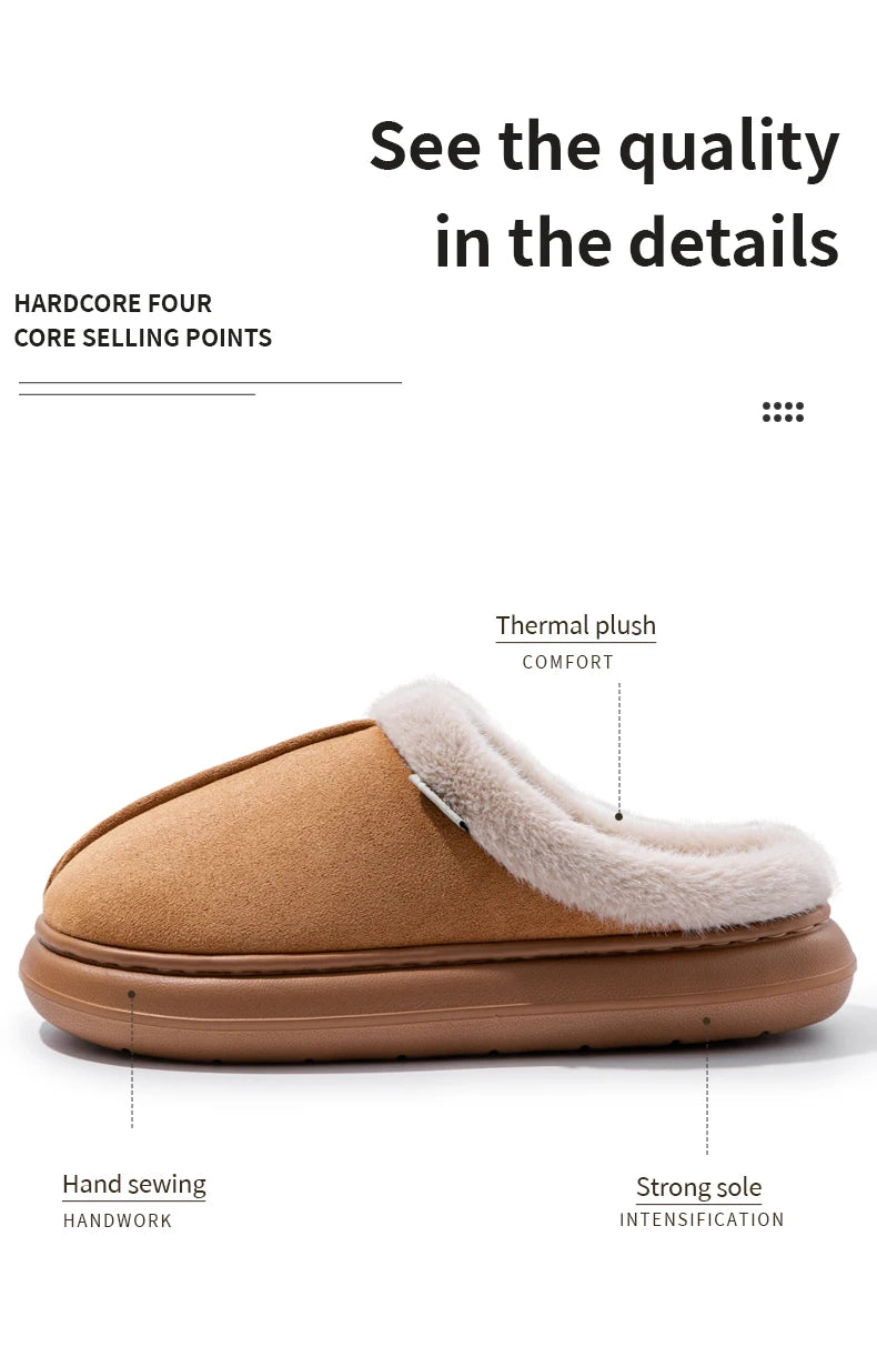 Herbst und Winter Herren Baumwolle Hausschuhe Plüsch warm dick Home Wear rutschfeste verschleißfeste weiche Unterseite bequeme warme Schuhe