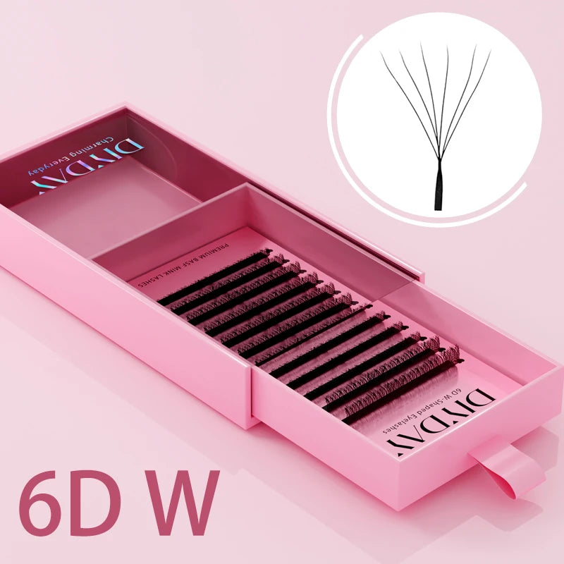 DIYDAY W-Form Wimpernverlängerung 3D 4D 5D 6D 7D 8D W Wimpern Natürliche weiche vorgefertigte Fächerblüteffekt-Augenwimpern für Schönheits-Make-up