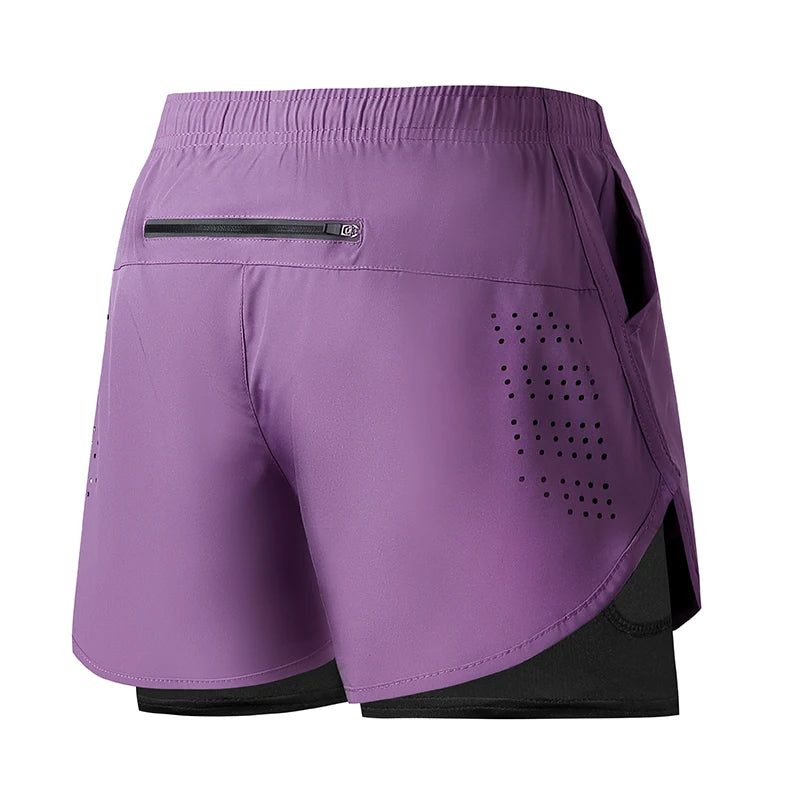 Männer Laufshorts Schnell trocknend Fitness Schwarz Doppel Schicht Shorts Männer Neue Sport Workout Training Bodybuilding Kurze Hosen