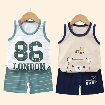 Kinder setzt Kinder kleidung Jungen Mädchen Weste Anzug Sommer Kinder kleidung Baby Baumwolle T-Shirts Shorts Tank Top ärmel los