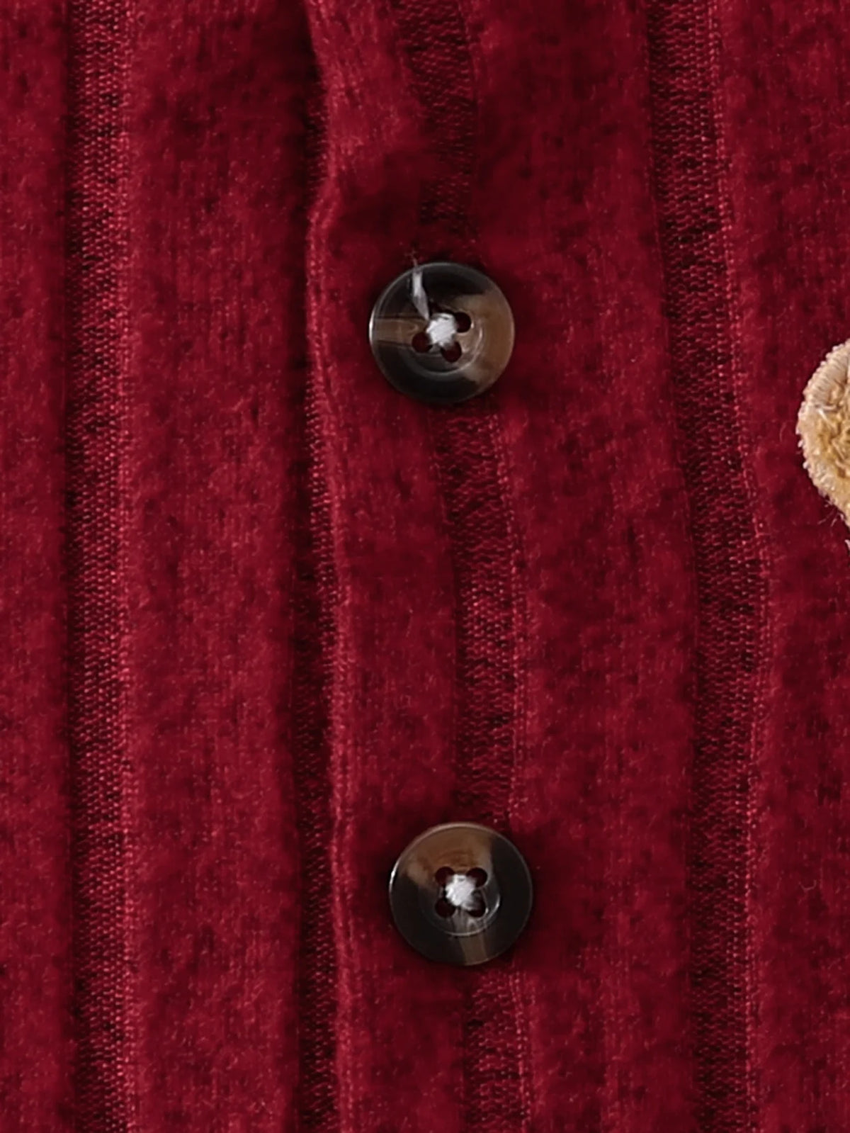 【Baby Junge】Herbst- und Winter-Strampler in Rot mit Knöpfen vorne und niedlichem Bärenabzeichen auf der Brust + Set mit roter Mütze mit einem W