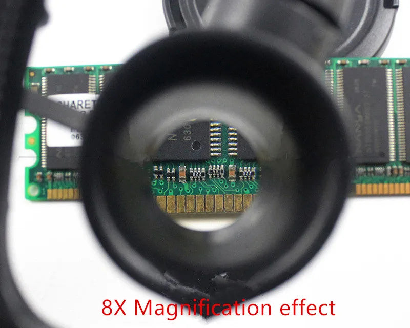 2XLED Uhr Juwelier Reparatur Lupe Kopf-Montiert Stirnband Einstellbare Vergrößerungs Kopf Brillen Lupe Objektiv 8X 15X 23X