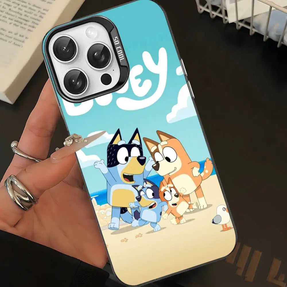 Cartoon-Hund B-Blueys Handyhülle für iPhone 16, 15, 14, 13, 12, 11, Pro Max, matt, stoßfest, Rückseite, Anti-Fall, matte Abdeckung