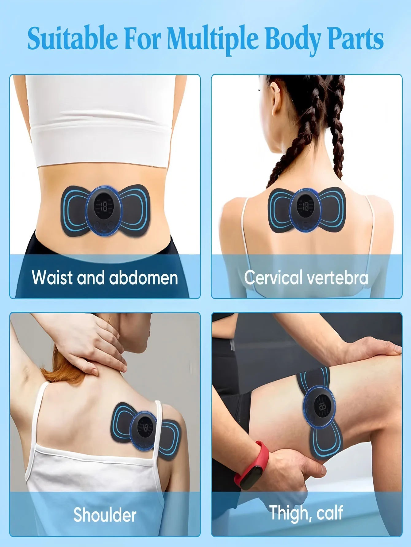 2026 Elektrisches EMS-Nackenmassagegerät, Mini-Hals-Rückenpflaster, Stimulator, Massageador-Matte, tragbare Gel-Pad-Aufkleber, schlank, wiederaufladbar