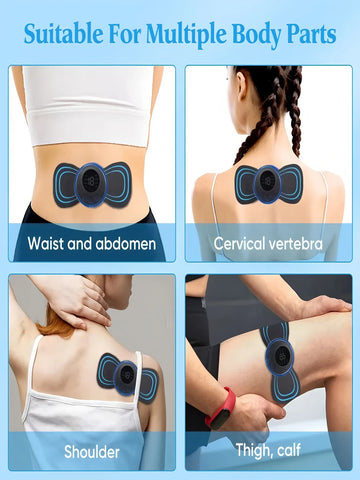 2026 Elektrisches EMS-Nackenmassagegerät, Mini-Hals-Rückenpflaster, Stimulator, Massageador-Matte, tragbare Gel-Pad-Aufkleber, schlank, wiederaufladbar